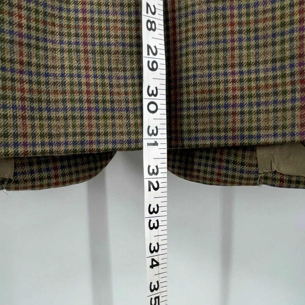 Jos A Bank 44R Sport Coat Blazer 100% Wool‎ Brown Multi Guncheck Plaid 2-Button